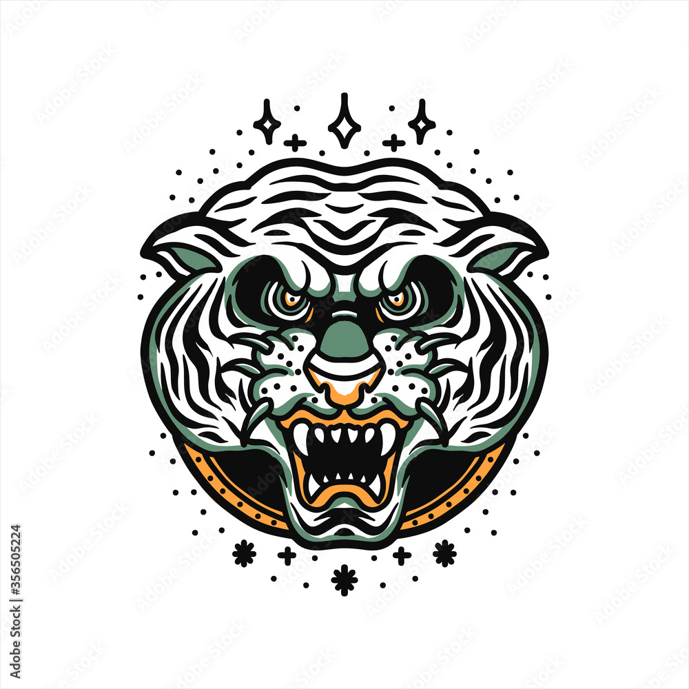 Obraz premium white tiger tattoo vector design