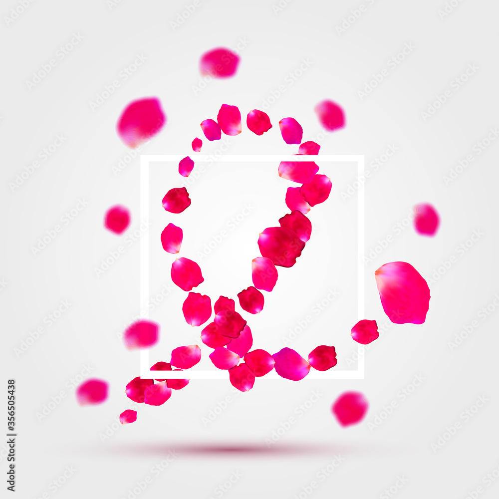 Vector pink ribbon of rose petals - breast cancer awareness symbol. Vector illustration. EPS 10 Vector pink ribbon of rose petals - breast cancer awareness symbol. Vector illustration. EPS 10