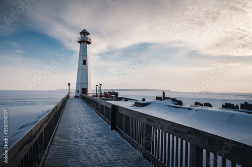Wawatam Lighthouse in St. Ignace  Michigan in the Straits of Mackinac.