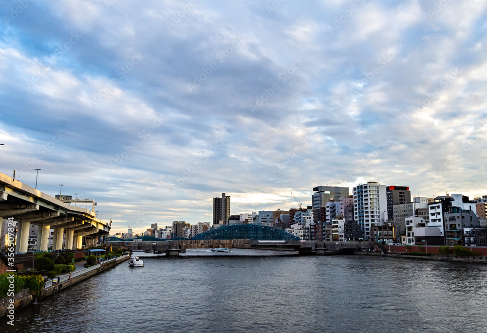 Sunset on the Sumida River, Tokyo, Japan