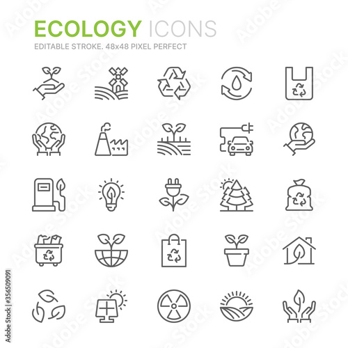 Collection of ecology related line icons. 48x48 Pixel Perfect. Editable stroke