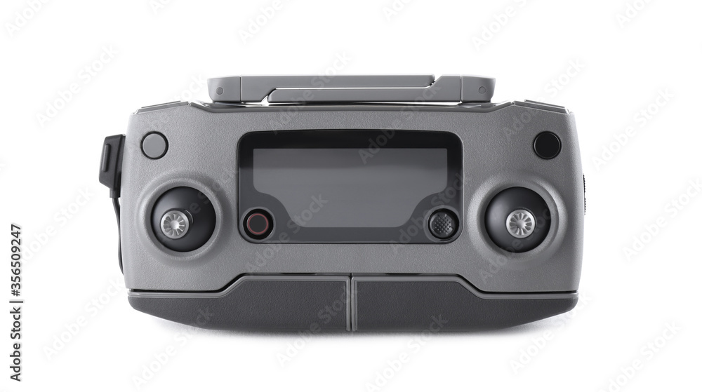 New modern drone controller isolated on white New modern drone controller isolated on white