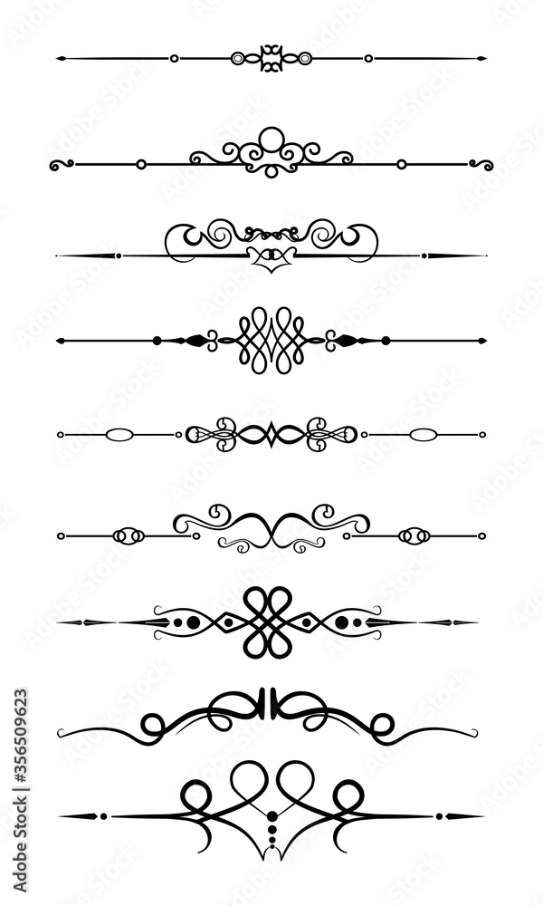 Calligraphic design elements. Frame and line vintage style.