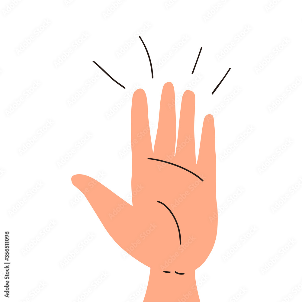 Fototapeta premium Raised up hand. Vector flat illustration isolated on white background.