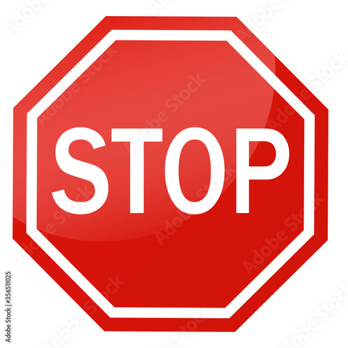 Red stop sign, on a white background. A symbol of stopping motion stop. Red stop sign icon with text flat icon for apps and websites.