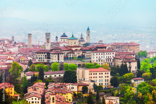 Bergamo upper town aerial view