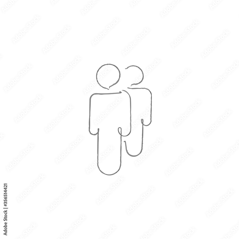 Two people handrawn style with watercolour effect linear design. community team concept icon. Stock vector illustration isolated on white background. Two people handrawn style with watercolour effect linear design. community team concept icon. Stock vector illustration isolated on white background.