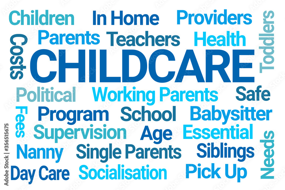 Childcare Word Cloud on White Background Childcare Word Cloud on White Background