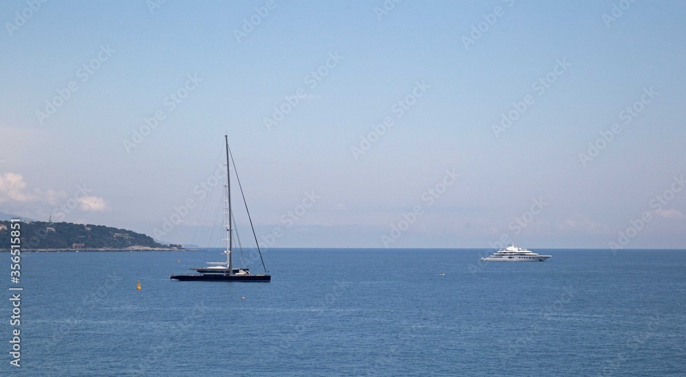 Monaco, Monaco, June 19th 2019, yachts at Monaco show the lifestyle of the super-rich