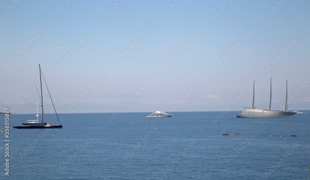 Monaco, Monaco, June 19th 2019, yachts at Monaco show the lifestyle of the super-rich Monaco, Monaco, June 19th 2019, yachts at Monaco show the lifestyle of the super-rich