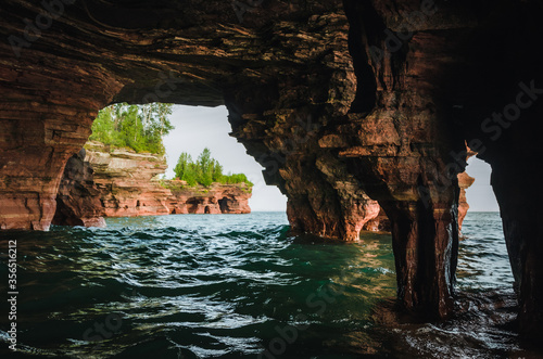 Sea cave at Devils Island at Apostle Islands, Wisconsin photo