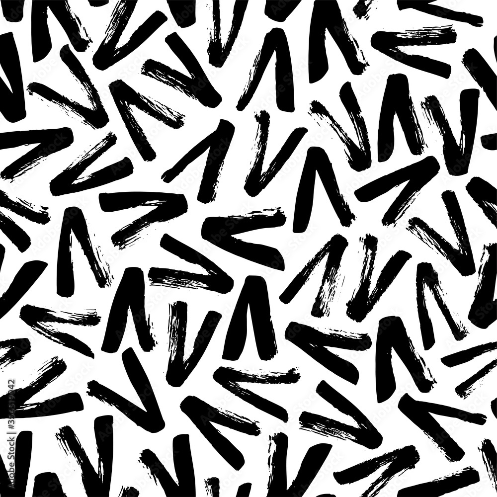 Seamless pattern with check mark. Grunge brush strokes elements. Ink illustration. Hand drawn graphic ornament for wrapping paper. Seamless pattern with check mark. Grunge brush strokes elements. Ink illustration. Hand drawn graphic ornament for wrapping paper.