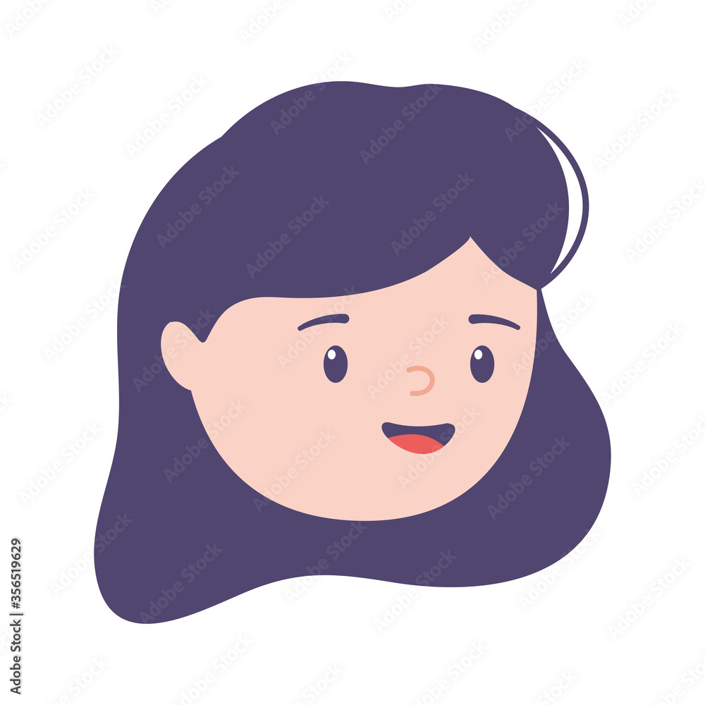female face woman young character isolated design icon