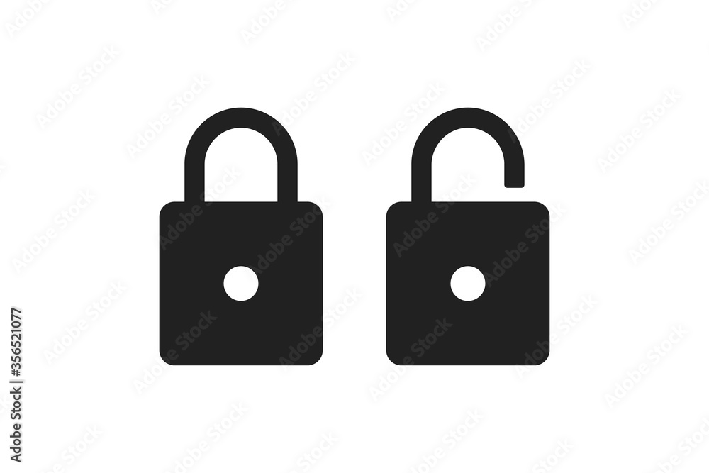 Lock, simple black icon for web design. Private key concept in vector flat Lock, simple black icon for web design. Private key concept in vector flat