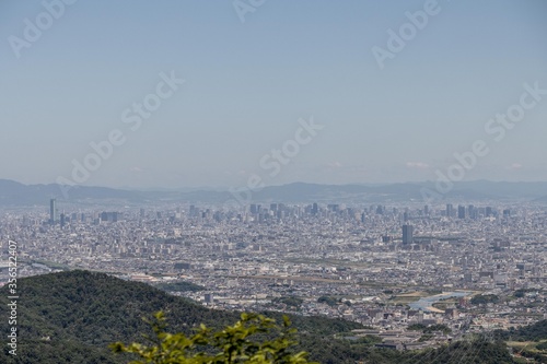 Osaka city view from the top of a mountain