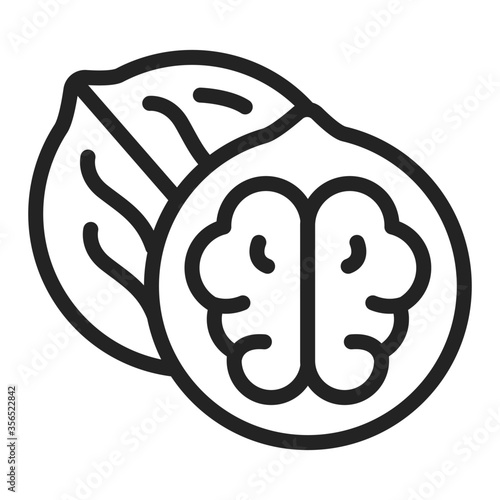 Walnut black line icon. Healthy, organic food. Proper nutrition. Isolated vector element. Outline pictogram for web page, mobile app, promo.