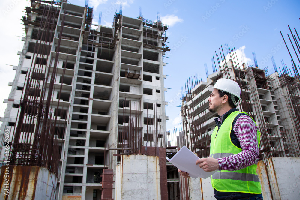 Young Engineer Working on Building Site Young Engineer Working on Building Site