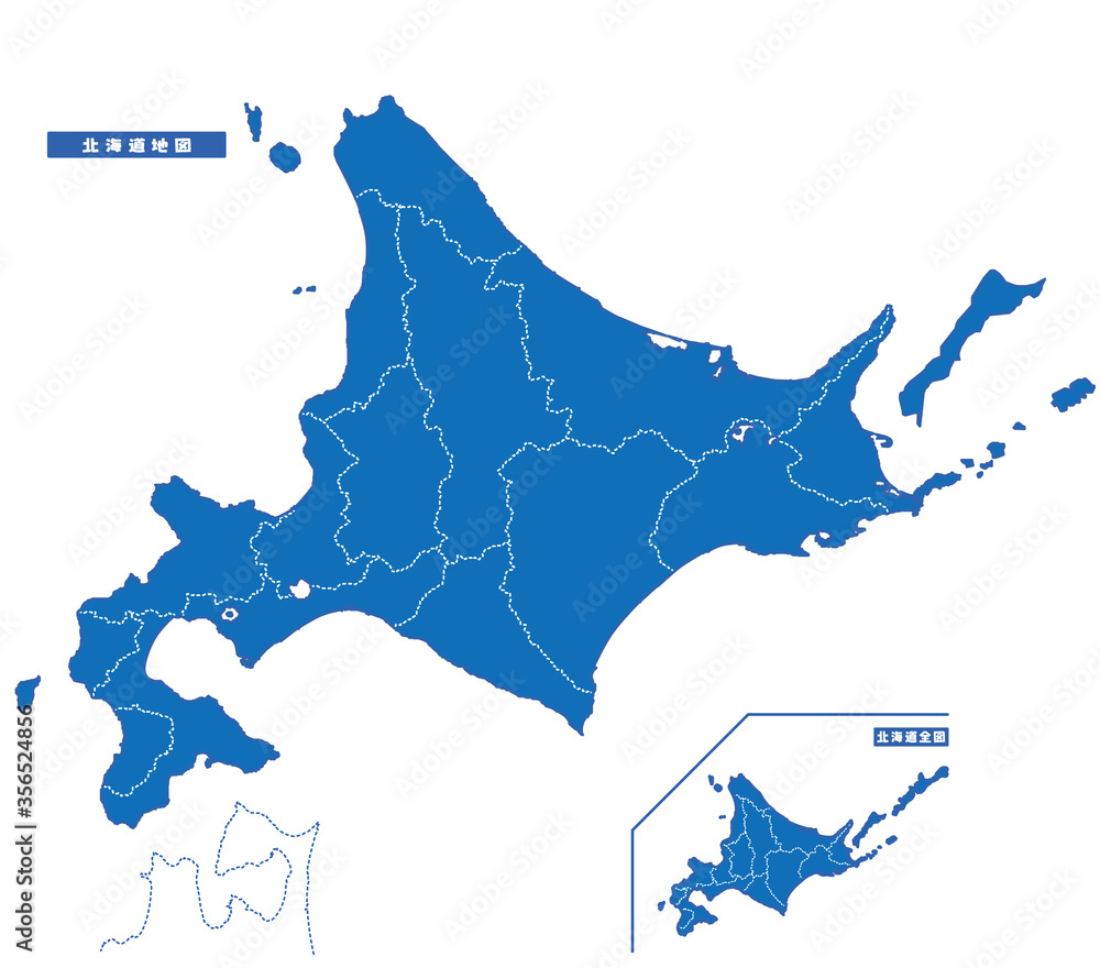 北海道地図 シンプル青 総合振興局 振興局 Stock ベクター Adobe Stock