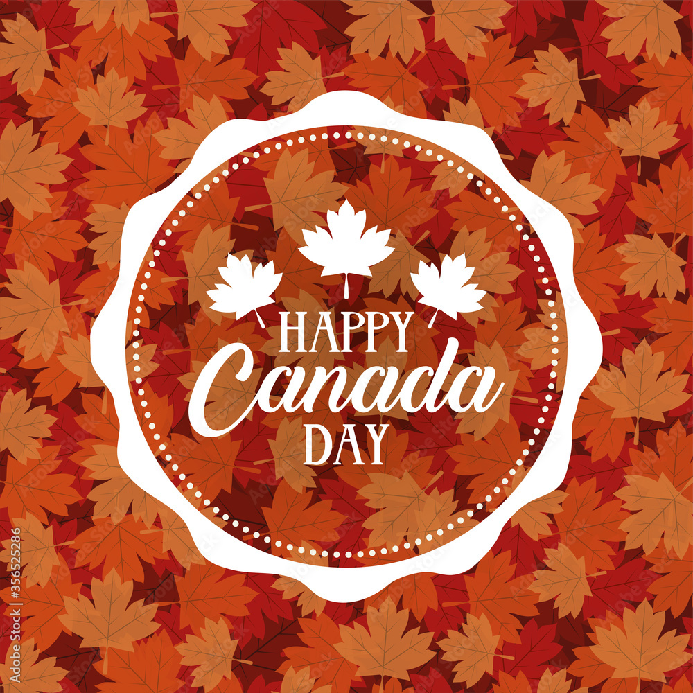 Fotografie canada day celebration card with maple leafs foliage