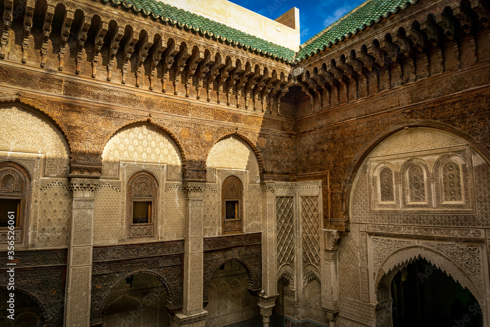 Fototapeta premium Al Attarine Madrasa Ancient is a traditional Quran reading and teaching school in Morocco.