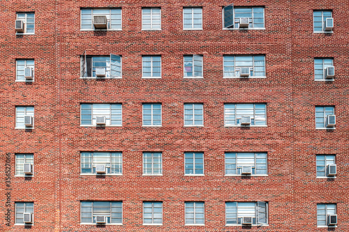 Brick apartment building.