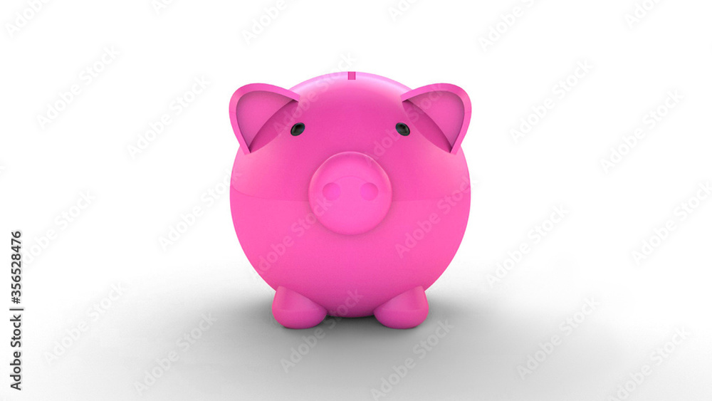 Piggy bank isolated on white background. 3D illustration, 3D rendering 