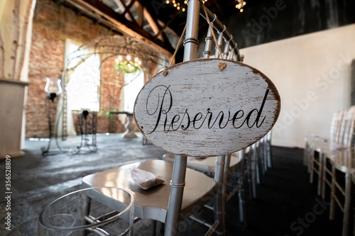 reserved sign on a chair