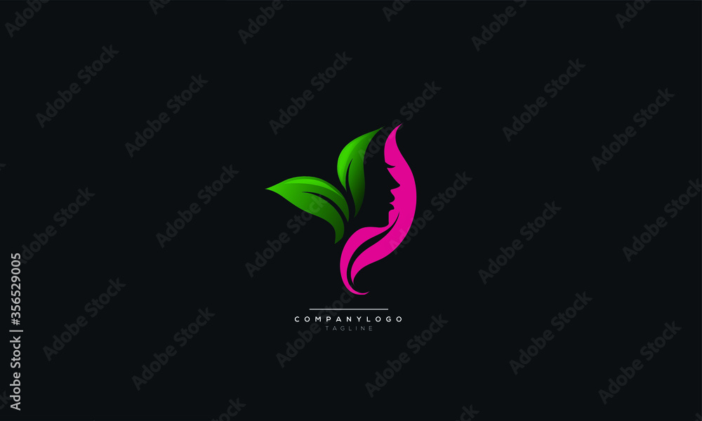 Woman's face in flower leaves. Abstract design concept for beauty salon, massage, cosmetic and spa. Vector female logo design template Woman's face in flower leaves. Abstract design concept for beauty salon, massage, cosmetic and spa. Vector female logo design template