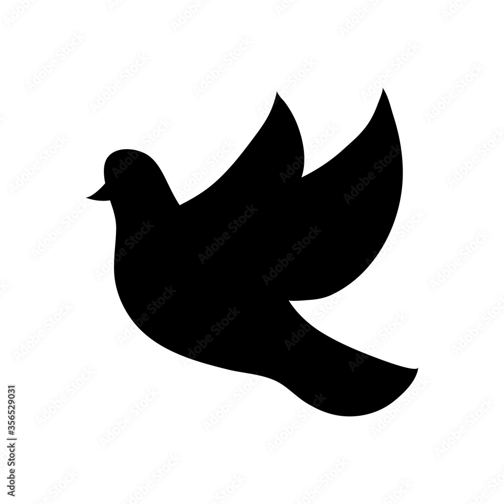 dove shape icon, silhouette style dove shape icon, silhouette style