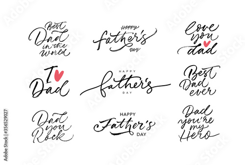 Happy Father's day calligraphy greeting cards. Modern vector brush calligraphy collection. Happy Father's Day typography design