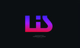 LIS Letter Logo Alphabet Design Icon Vector Symbol
