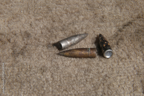old rifle bullets with steel shell