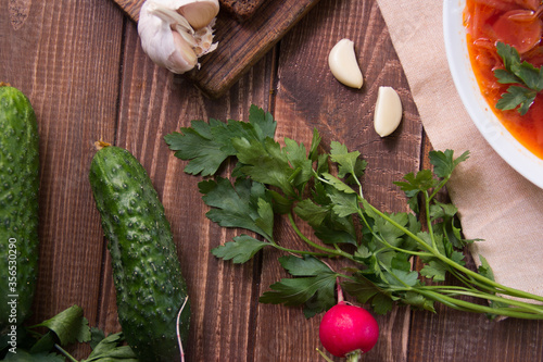 fresh vegetables on a wooden table close-up