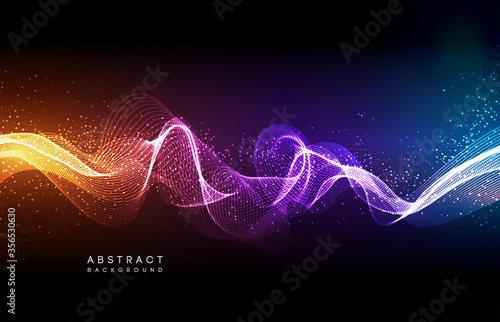 Hi-tech futuristic techno background, neon shapes and dots. Technology connection, big data, dotted structure