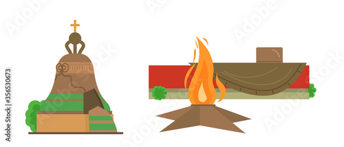 Moscow monuments vector illustration set