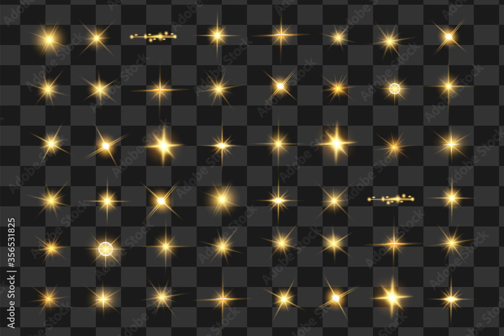 Glow isolated yellow light effect set, Glow isolated yellow light effect set,