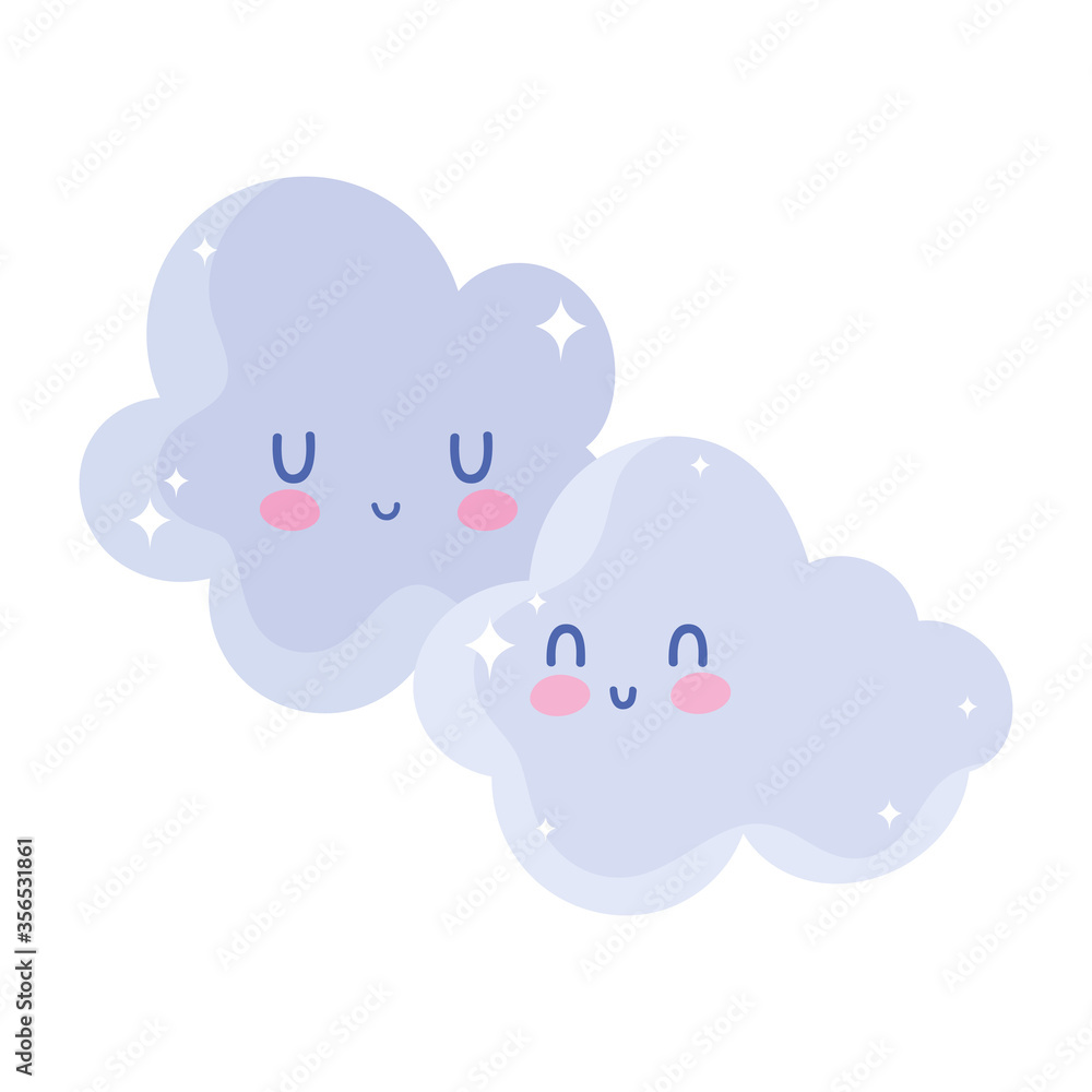 cute clouds cartoon decoration isolated design icon cute clouds cartoon decoration isolated design icon