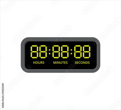 square digital clock with yellow number in hours, minutes and seconds template vector icon design