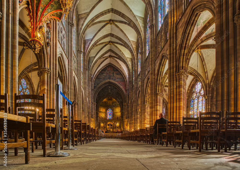 Inside Notre Dame Cathedral in Strasbourg, France