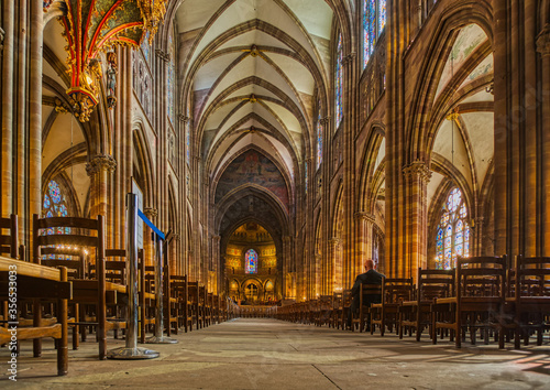 Inside Notre Dame Cathedral in Strasbourg  France