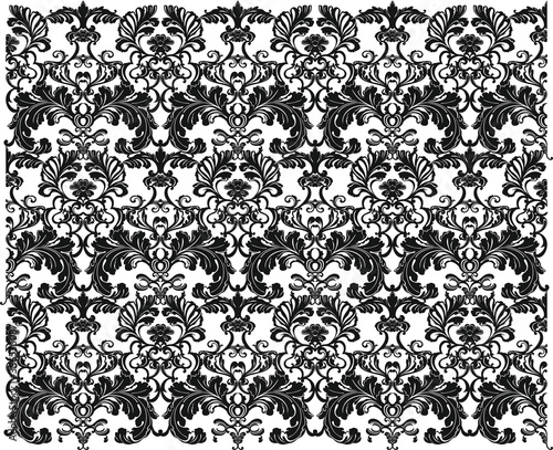 Floral black and white pattern in leaves and flowers pattern