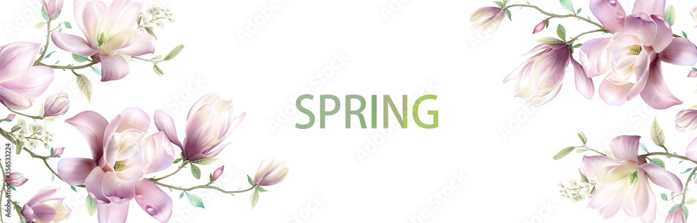 Obraz premium Hand painted magnolia, suitable for cards, fabrics, backgrounds