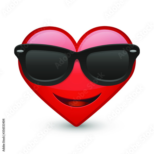 Sunglasses Heart Expression Emoji Smiley Face Vector Design Art