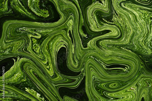 Grüner flüssiger abstrakter Hintergrund basierend auf natürlichen intensiven Farben der Natur