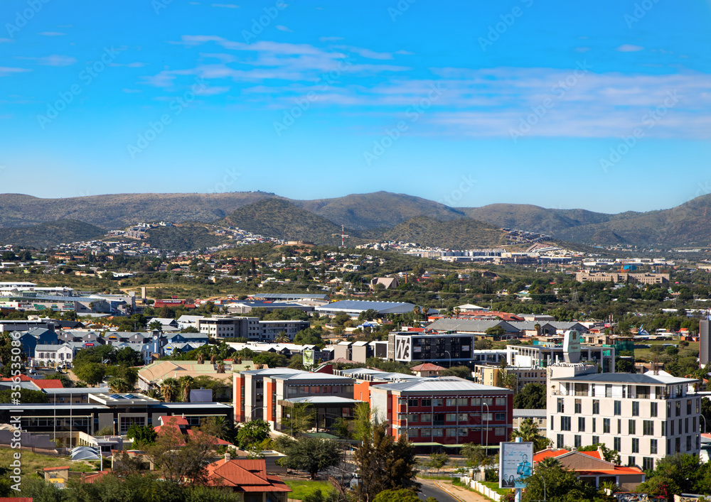 Fototapeta premium Skyline of Namibia's capital Windhoek with a cloudy sky