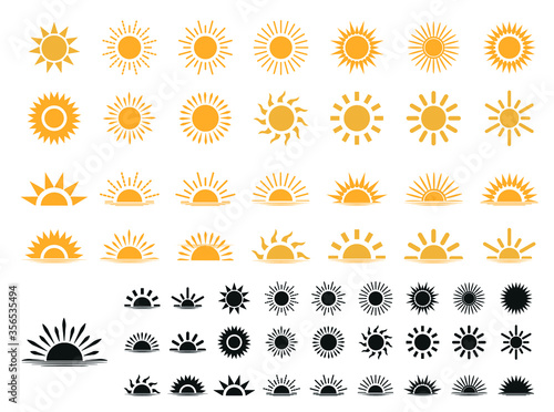 set of Sun icons . Trendy vector summer symbol for website design, web button, mobile app.