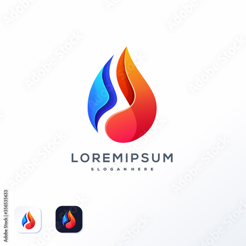 water flame logo template ready to use