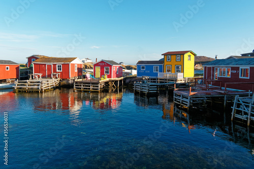 Traditional Newfoundland and Labrador fishing stages.