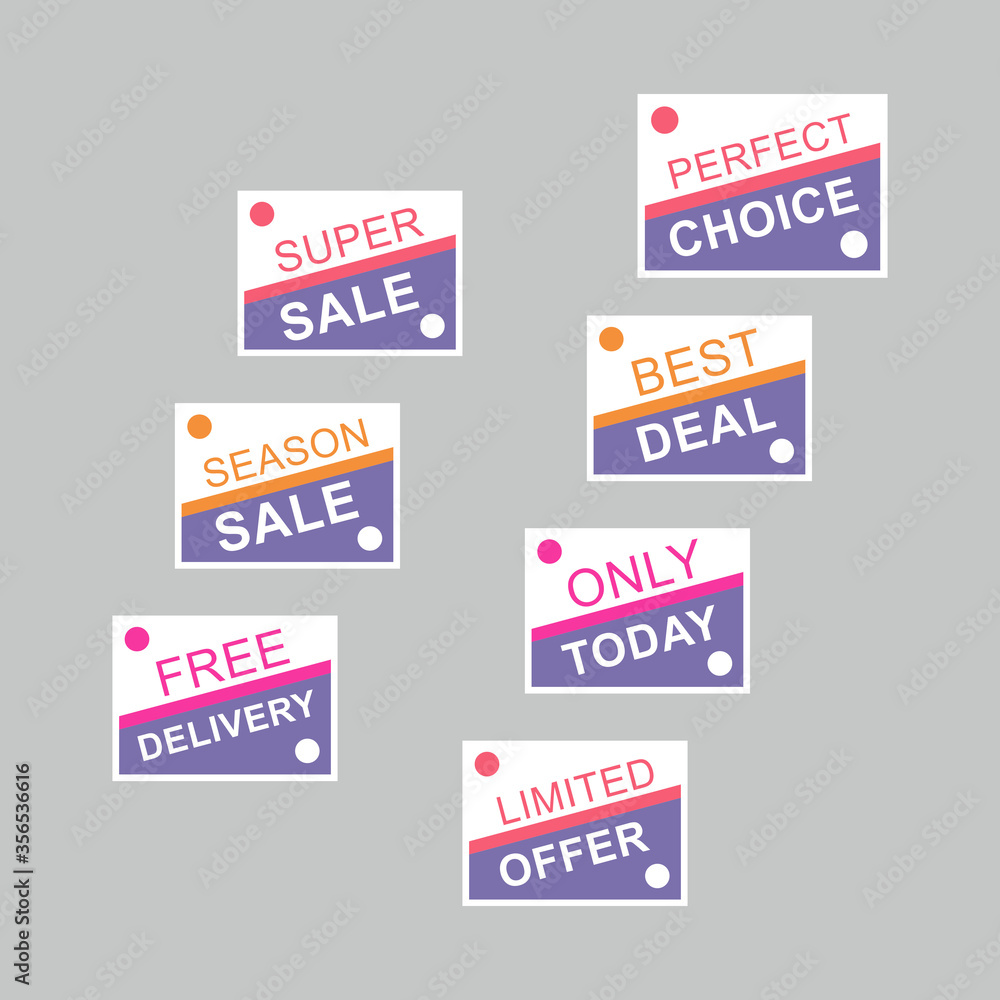 Obraz premium Set of sale stickers. Colorful abstract design.