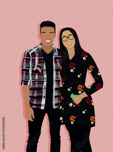 Couple man and woman smiling